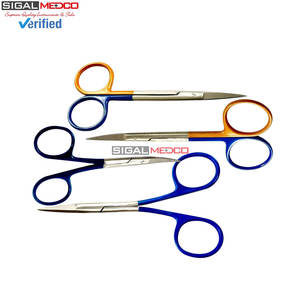 Tijeras Profesionales para Iris de 4.5 Pulgadas, Tijeras Quirúrgicas de Punta Afilada, Hojas Curvas y Rectas, Mango con Código de Color, Alemánas - Product Image 4