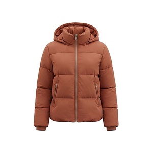 Hooded Quilted Waterproof <b>Bubble</b> Jacket Black Full Sleeve Winter Windproof Cotton Shell Knitted Fabric Polyester Filling Stand - Product Image 1
