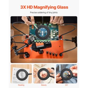 Stazione di saldatura magnetica a 4 bracci con terza mano, lampada d'ingrandimento a LED 3X, 4 supporti PCB, rotazione a 360 gradi - Prodotto caldo - Product Image 2