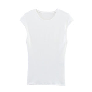 Débardeur côtelé décontracté pour femme 2026, beige clair, coupe ajustée, en mélange de coton doux, basique, pour l'été, HD - Product Image 2