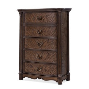 Ensemble de chambre à coucher en bois de style traditionnel Java Furni Craft, taille Queen, avec rangement, détails sculptés à la main, finition brun foncé - Product Image 5