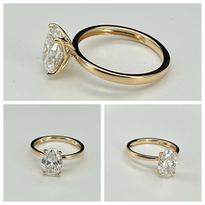 Anillo Unisex con Diamante Cultivado en Laboratorio, Corte Ovalado, Color D, Chapado en Oro de 18k, 3-4g, Certificado IGI, Joyería Fina Clásica para Boda o Compromiso - Product Image 4