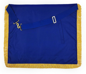 Tablier de Cérémonie Personnalisé de Luxe Brodé en Tissu Bleu avec Pompon Décoratif – Tablier de Cérémonie Brodé sur Mesure de Qualité Supérieure - Product Image 6