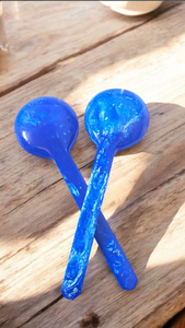 Premium Resin Salad Servers <b>Marbled</b> Finish Serving Spoons Elegant Wavy Handle Decorative Dining Utensils <b>dinnerware</b> - Product Image 2