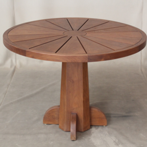 Table de bistrot ronde de style scandinave, table à manger en bois massif avec piédestal élégant - Product Image 2