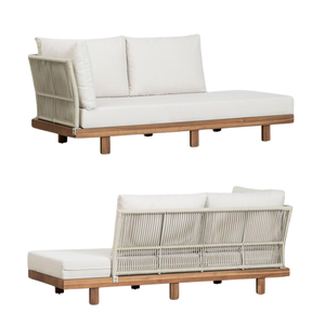 Modern Rattan Outdoor <b>Sofa</b> Set with White Cushions Coastal Style Living Room Furniture Durable <b>Wooden</b> <b>Frame</b> - Product Image 5