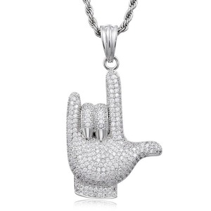 Pendentif Hip Hop Iced Out de haute qualité en argent sterling 925 plaqué or 18 carats avec diamant Moissanite VVS pour doigt - Product Image 2