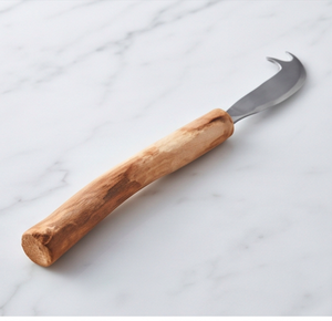 Couteau à fromage en acier inoxydable avec manche en bois, lame courbée, outil de cuisine portatif et pour usage domestique - Product Image 1
