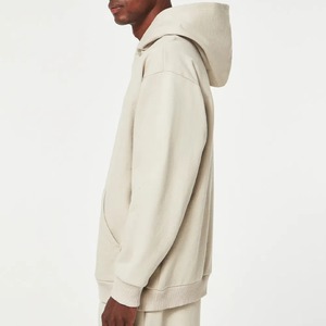 Vente en gros Pull à capuche brodé unisexe 300-500GSM Streetwear uni surdimensionné en coton épais Manteau à capuche pour hommes avec logo personnalisé - Product Image 2
