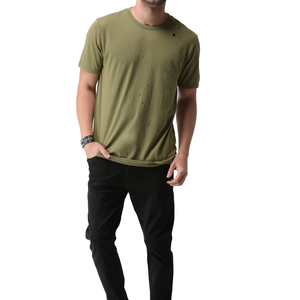 Meilleure Vente T-shirt Homme Personnalisé Imprimé Multicolore Effet Vieilli Vente en Gros Personnalisez Votre Logo T-shirt Homme Effet Vieilli 100% Coton Vierge - Product Image 1