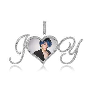 Collar de Plata con Colgante de Letra Cursiva Personalizada con Foto, Moissanita, Texto en Caligrafía, Regalo Conmemorativo - Product Image 3