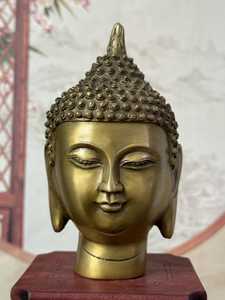 Estatua de Cabeza de Buda de Latón Antiguo, Artesanía Metálica Moderna Hecha a Mano, Tema Cultural, Decoración Artística Duradera para el Hogar, Adorno de Mesa - Product Image 2