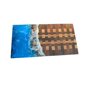 Planche à découper moderne en bois avec design océanique en résine bleue, finition miroir haute brillance, durable, décoration de cuisine - Product Image 5