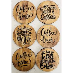 Durable MDF Laser-Engraved Coasters with Decorative Textures Home Decorative <b>Table</b> Protection for <b>Promotional</b> Use - Product Image 5