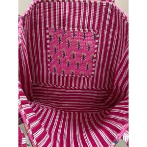 Bolsa de Mano de Algodón Bordada Rosa, Estilo Bohemio, Abierta, para Compras, Uso en Todas las Estaciones, Ligera y Moderna - Product Image 4