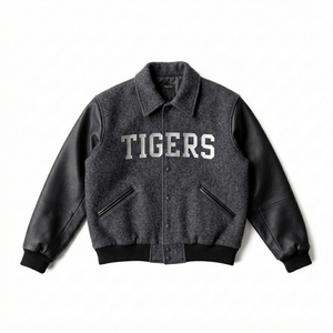 Veste universitaire personnalisée écologique pour homme, en laine, col montant, fermeture éclair, broderie de logo personnalisée, hiver - Product Image 6