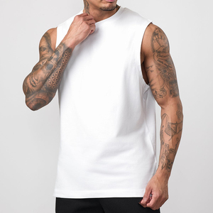 Débardeurs de sport pour hommes en gros, débardeurs de gym en coton coupe ajustée, débardeurs de musculation sans manches - Product Image 1