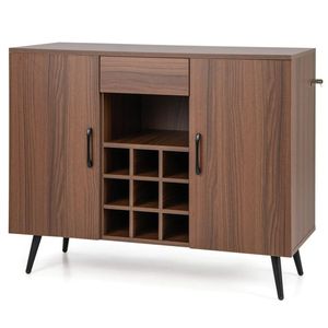 Credenza Moderna Stile Mid-Century con Portabottiglie per 9 Bottiglie, Elegante Mobile Buffet - Product Image 4
