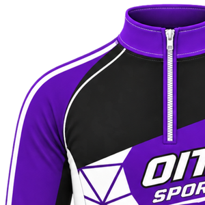 Purple Black Quarter Zip Training <b>Jacket</b> Long Sleeve Athletic Sportswear Custom Team <b>Workout</b> Running Performance Sports Top - Product Image 5