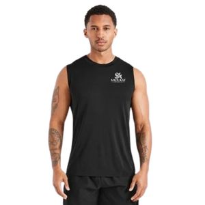 <b>Mens</b> <b>Black</b> Sleeveless Tank Top Crew Neck Gym Workout Shirt Athletic Fitness Training Sportswear Casual Activewear Running <b>Vest</b> - Product Image 4