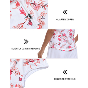 Polo sin mangas premium para mujer con cremallera de un cuarto, transpirable, de secado rápido, ropa deportiva para correr, tenis y golf, camisetas. - Product Image 3