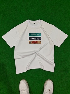 T-shirt décontracté pour homme, blanc, coupe classique, imprimé dessin animé, manches courtes, col rond, jersey, coton/polyester, 320g, imprimé numérique, respirant - Product Image 1