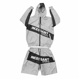 Ensemble coupe-vent vintage 2026 pour homme, respirant, à capuche, style hip-hop, couleurs unies réfléchissantes, deux pièces, 100 % coton, écologique - Product Image 4