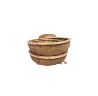 Artisanat traditionnel vietnamien, coracle en bambou de 2 m avec rame et siège intégré - Bateau rond en bambou pour la pêche, les voyages, la décoration de la maison