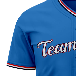 Maillot de baseball bleu à manches courtes, boutonné, uniforme d'équipe personnalisé, léger, respirant, chemise de sport athlétique - Product Image 4