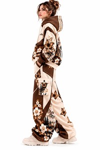 Conjunto de chándal con capucha para mujer, manga larga, cierre de cremallera, ajuste holgado, estampado de puntos y leopardo, ligero, 2 en 1, ropa informal de otoño - Product Image 6