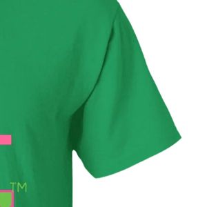 T-shirt en coton à manches courtes et col rond, imprimé graphique vert et rose, personnalisé, style streetwear décontracté, confortable - Product Image 6
