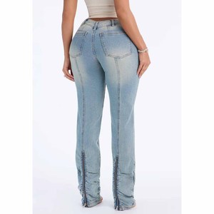Wholesale Custom Women's High-Waist Denim <b>Jeans</b> <b>Tummy</b> <b>Control</b> Stretchy Straight Leg <b>Jean</b> Pants Sexy Retro Apparel Clothing - Product Image 4
