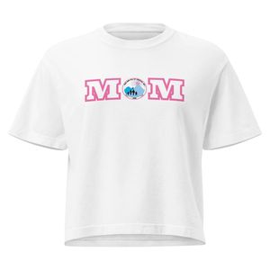 เสื้อยืดครอปสีขาวสำหรับผู้หญิง พร้อมโลโก้แจ็คแอนด์จิล MOM แขนสั้น คอกลม ทรงหลวม ใส่สบาย แฟชั่นสำหรับใส่ทุกวัน - Product Image 1