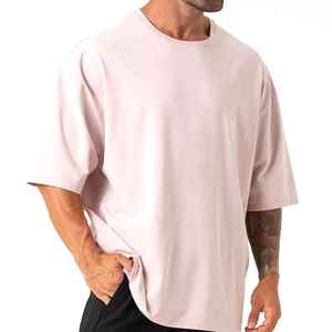 Camiseta de algodón 100% con el mejor diseño personalizado para hombre, elegante, de color blanco, corte holgado, cuello redondo simple, lisa, para gimnasio y fitness. - Product Image 1