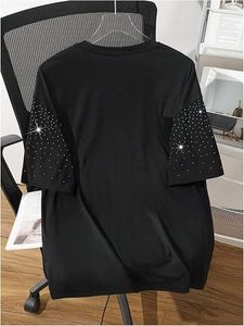 T-shirts pour hommes avec strass, col rond, manches courtes, décontractés, pour l'été - Product Image 2
