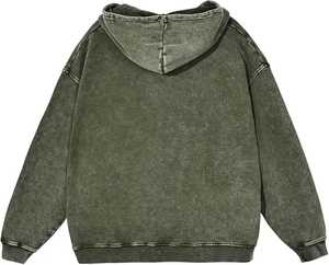 Unisex Winter <b>Red</b> Acid Wash Zip-Up <b>Hoodie</b> Streetwear Pullover Embroidered Letter Design 100% Cotton Casual Fashion for Men/Women - Product Image 6