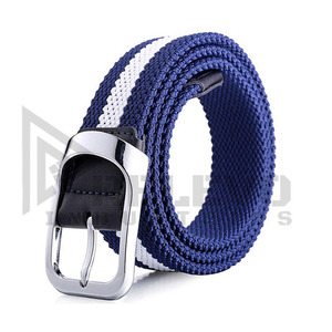 Relevo Industry Striped <b>Braided</b> Casual Belt With Silver Pin Buckle Durable Adjustable Men's Fashion <b>Accessory</b> - Product Image 1