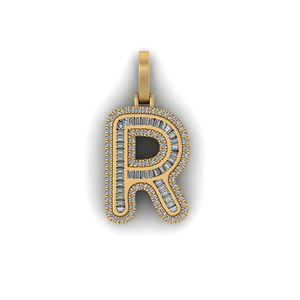 Pendentif Lettre Initiale Personnalisée Hip Hop Tendance en Or Jaune Massif 10K avec Moissanite Taille Brillant – Cadeau Unisexe, Charme Raffiné - Product Image 1