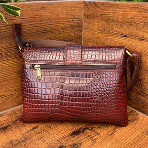 Sac à main à bandoulière en cuir véritable personnalisé de grande capacité pour femmes Sac à bandoulière en cuir de vachette pleine fleur imprimé crocodile pour femmes - Product Image 5