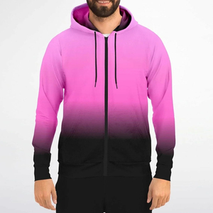 Nouveau design – Sweat-shirt à capuche zippé pour homme, dégradé rose à noir, coupe décontractée, manches classiques, en polyester tricoté, idéal pour l'automne - Product Image 6