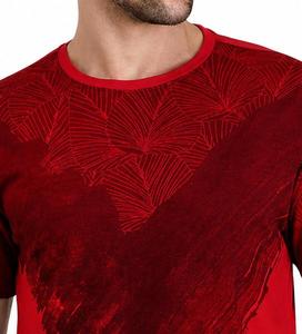 T-shirt décontracté pour homme, col rond, manches courtes, coupe classique, respirant, imprimé, tricoté en polyester 320g, rouge uni - Product Image 6