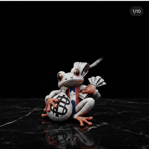 Pendentif Hip Hop Iced Out en forme de grenouille des bois, fait main en or blanc 14 carats, serti de diamants multicolores micro-pavés - Product Image 1