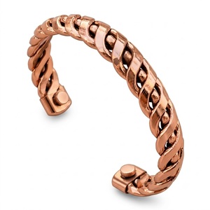 Wholesale Minimalist Rose Gold Plated Metal Cuff <b>Bracelet</b> Hand Hammered Open Adjustable Bangle Jewelry For <b>Men</b> And Women - Product Image 4