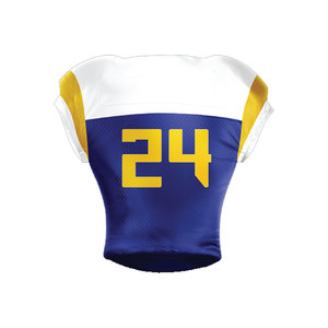 เสื้อฟุตบอลอเมริกันแบบกำหนดเองสำหรับผู้ชาย สีน้ำเงินเหลือง เบอร์ 24 แบบซับลิเมชั่น แขนสั้น ระบายอากาศได้ดี ทรงพอดีตัว คอวี ผู้ใหญ่ โพลีเอสเตอร์ 100% - Product Image 5