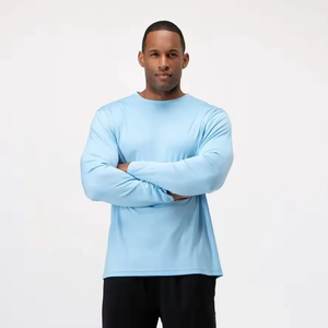 <b>Men's</b> Outdoor Fitness Running Casual long sleeve <b>T</b>-<b>Shirt</b> 100% Cotton Quick-Dry Long Sleeve Slim Fit Solid Color <b>Pocket</b> Knitted - Product Image 3