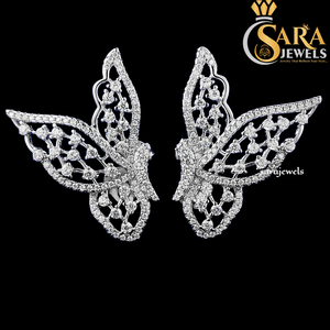 Pendientes de Mariposa de Moissanita, Plata 925 con Baño de Rodio, Corte Brillante Redondo, Engaste de Garra, Joyería Romántica para Mujer de la India - Product Image 5