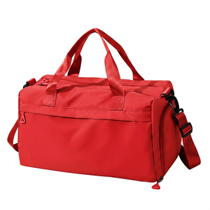 Red Polyester Gym Duffle <b>Bag</b> With Adjustable Strap Zipper Closure Unisex Casual Fitness Travel <b>Bag</b> 20-<b>30L</b> Capacity - Product Image 1
