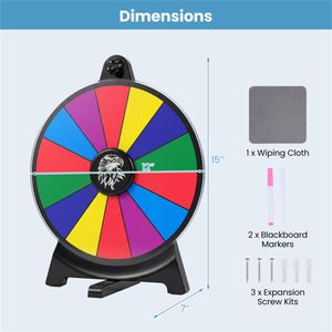 Ruota della Fortuna Personalizzabile a 14 Scomparti Multicolore con Supporto Pieghevole e Ruota da Tavolo Riscrivibile per Eventi e Feste - Product Image 3