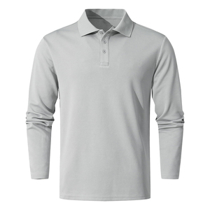 Polo à manches longues pour homme, coupe décontractée, couleur unie, tissu extensible doux, respirant, léger, décontracté, à porter tous les jours, polo classique pour homme - Product Image 1