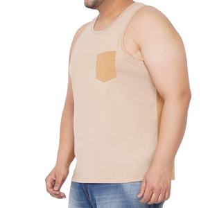 Camiseta sin mangas de talla grande para hombre con bolsillo en contraste, mezcla de algodón, chaleco informal de verano, tallas grandes y altas, OEM ODM al por mayor - Product Image 2